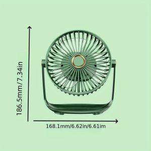 Portable Mini Desk Fan, Quiet USB-Rechargeable Handheld Fan With Powerful Airflow, Long Battery Life, Ambient Light, For Office Desk, Camping, Travel ?C Essential For Dorm Room & Apartment