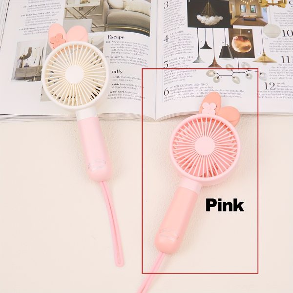 Mini USB Rechargeable Fan with Adjustable Speed, 3-Speed Portable Wind Fan with Cute Animal Design, Rabbit Ear Shape