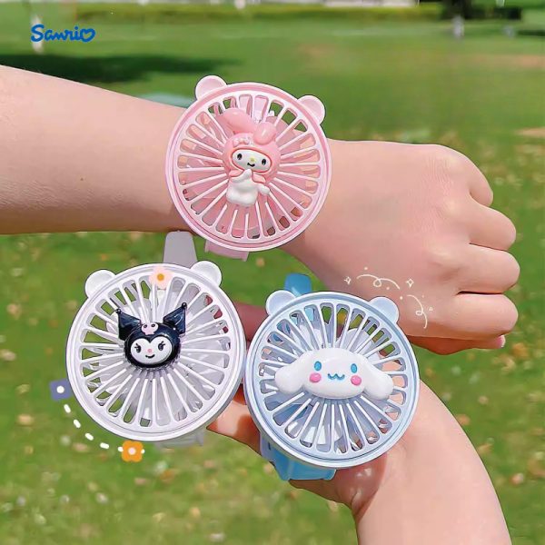 Sanrio Portable Wristband Fan, Cute Cartoon USB Rechargeable Personal Handheld Fan For On-the-Go Cooling