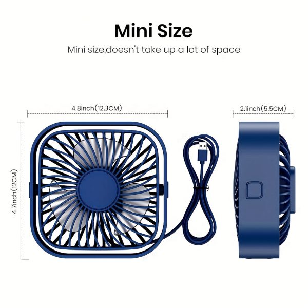 TOPK K51 Mini Portable USB Desk Fan, High Quality Brushless Motor 1.2m Cable Length Quiet Operation High Airflow Stylish Design Small Personal Fan for Bedroom Office efficient long-lasting cooling performance