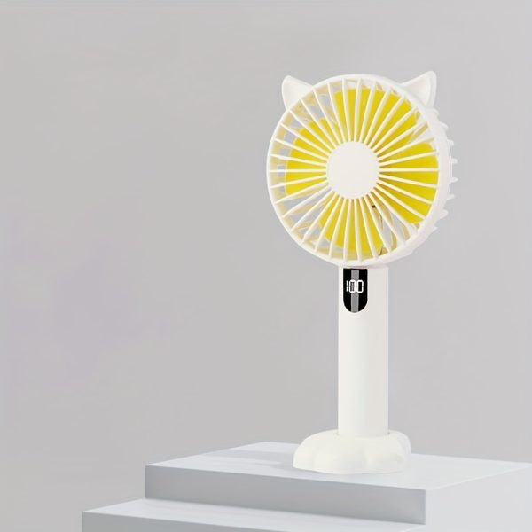 Portable USB Handheld Fan with Digital Display - Compact, Odorless, Ideal for Travel & Outdoor Use