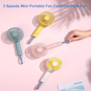 1pc, Handheld Mini Fan, 3 Speed Adjustable Hand Fan, USB Portable Rechargeable Fan With Charging Cable, 180?? Rotable Angle Fan For Girls Women Men Indoor FOutdoor FSummer FConcerts FOffice FTravel FGift