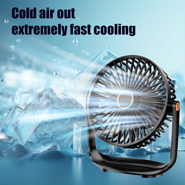 19.99cm Portable Wireless Desktop Fan With Nightlight, 5-Speed Adjustable Mini Cooling Fan, USB Rechargeable For Home Office Dorm Outdoor, School, Fishing FCamping FTravel Gift