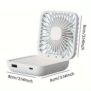 Mini Fan With Power Bank And Phone Holder Function, With 5000mAH Battery, 3 Speed Levels, Portable