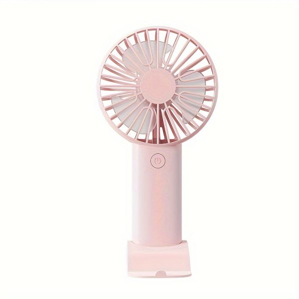 3.66in Portable Desk Fan with Mobile Phone Stand, 7.17in Height, Silent Natural Wind Feel, Compact Outdoor Personal Fan - Pastel Colors Mini USB Charging Handheld Fan