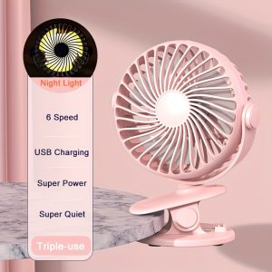 1pc Mini Portable Fan, Triple-use Clip-on Fan Personal Mini Fan USB Rechargeable With 6 Speeds, Battery Operated Mini Clip-on Fan, Desk Fan Working Time For Office Bedroom Outdoor Travel Camping