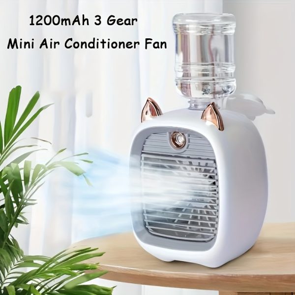 1pc, USB Charging Mini Air Conditioning Fan Electric Fan Desktop Spray 1200mAh Three Gear Air Conditioning Water-cooling Fan USB Type-C Charging Spray Humidifier Fan Family Birthday Gift For Friends