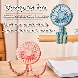 Octopus-Shaped Rechargeable USB Fan, Multi-Mode Portable Mini Fan With Long Battery Life And Quiet Operation