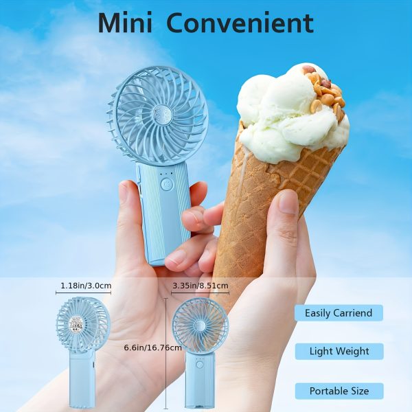 Handheld Fan, Portable Neck Hanging USB Charging Mini Fan, Silent Small Personal Handheld Fan, Battery Driven Powerful 4-speed Silent Desktop Cooling Fan, Suitable For Bedrooms, Offices, And Travel